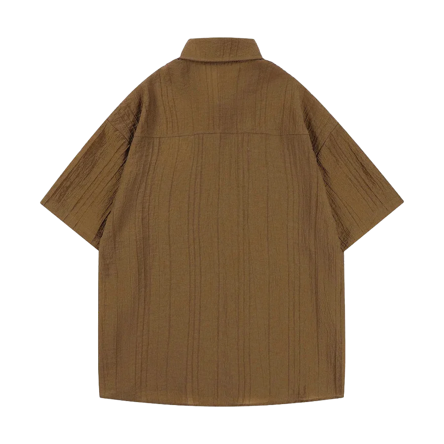 Heren Bruin Overhemd met Korte Mouwen