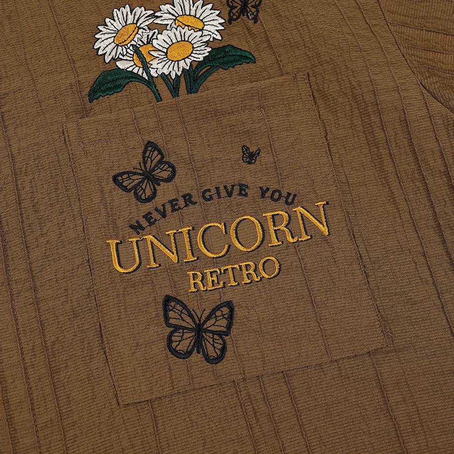 Heren Bruin Overhemd met Korte Mouwen