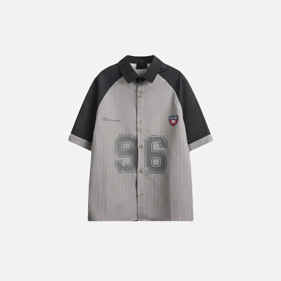 Herenoverhemd met korte mouwen in grijs en zwart