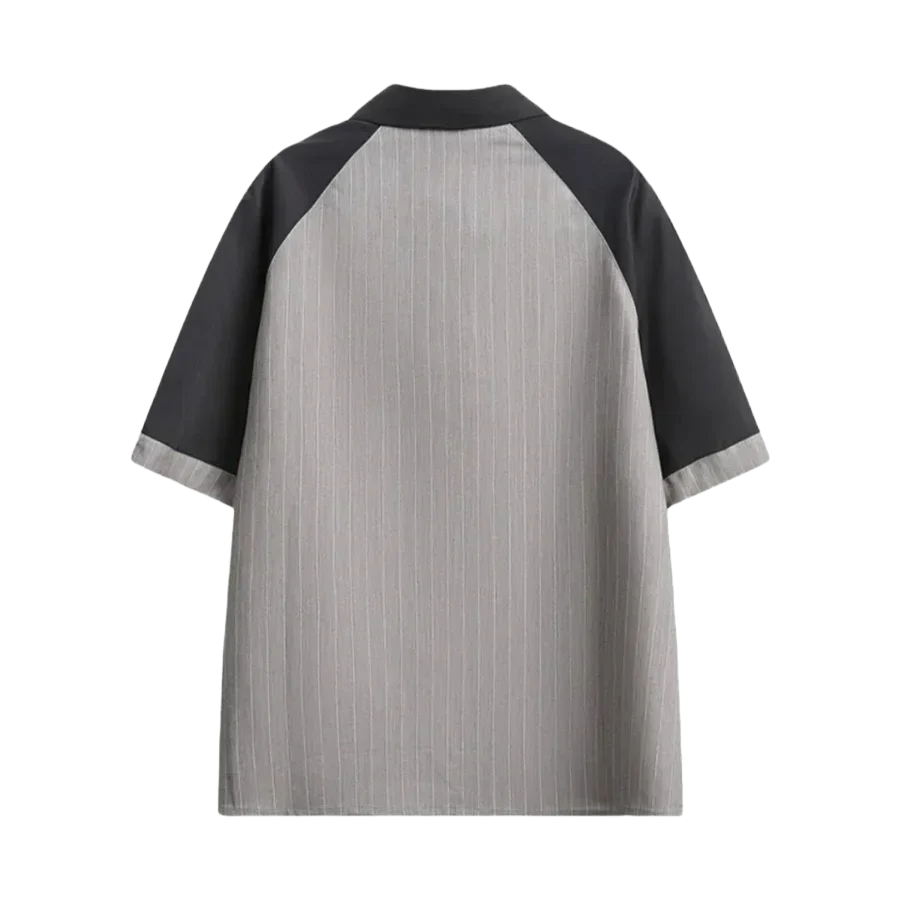 Herenoverhemd met korte mouwen in grijs en zwart