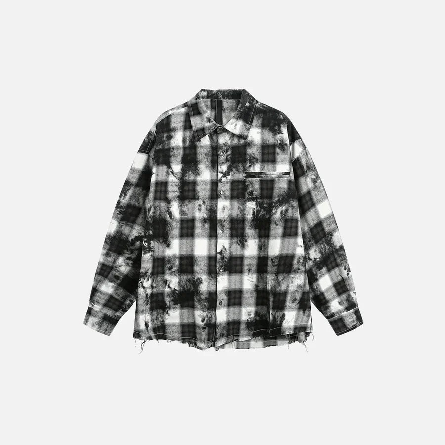 Herenoverhemd met lange mouwen in zwart en wit